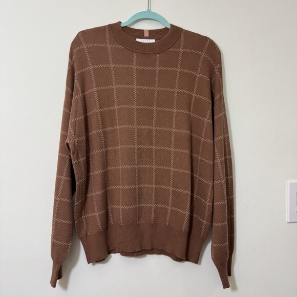 Lunya Women’s Checked Relaxed Fit Sweater Size S Cozy Organic Cotton Silk  Blend - Picture 1 of 7